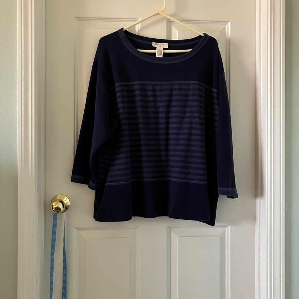 Navy Striped Long Sleeve Top